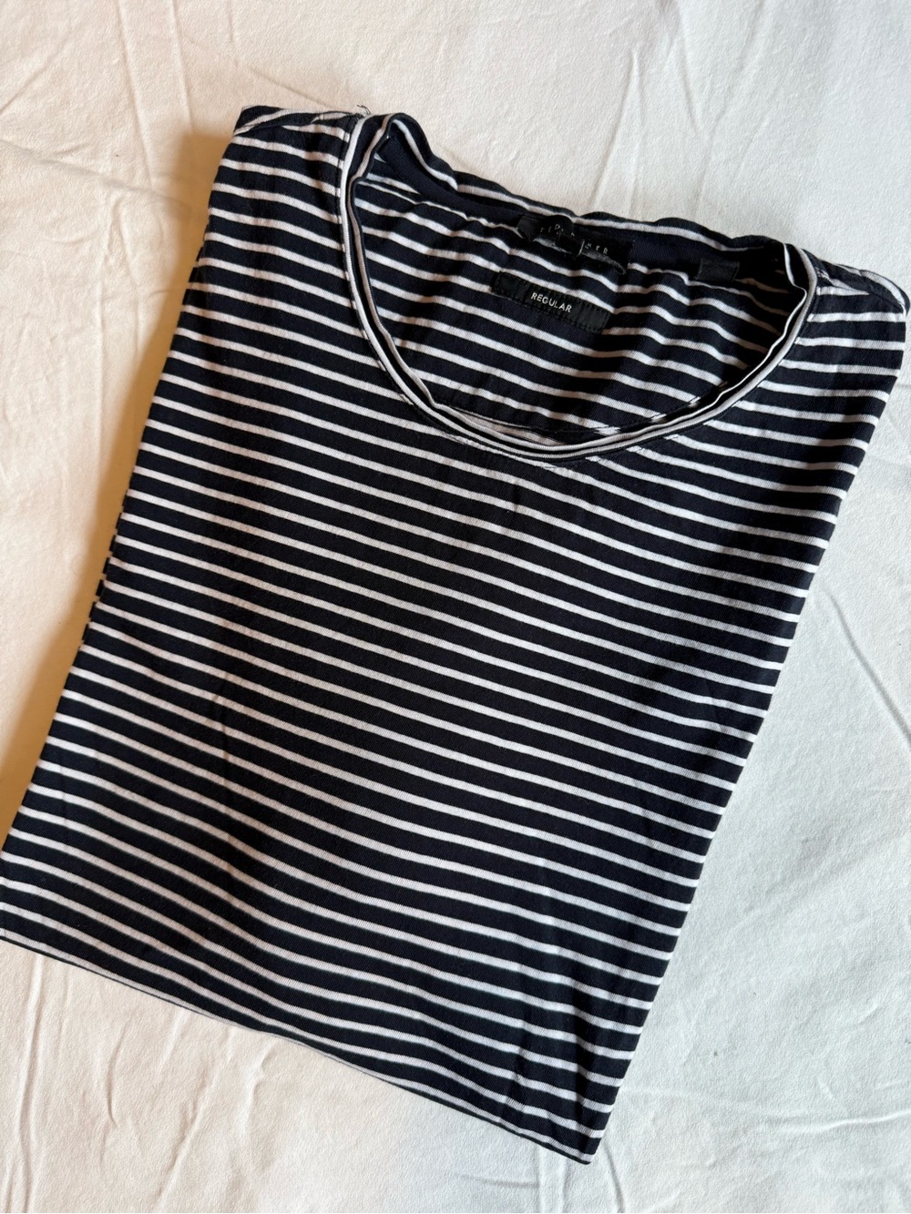 Ted Baker London Navy & White Striped Short Sleeve Tee Size 5 / XL